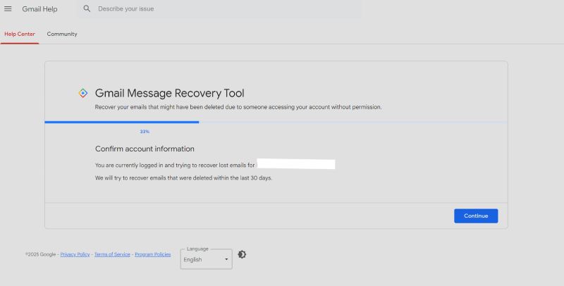 click Continue | iPhone Deleted Email Recovery