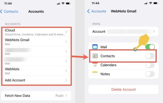 enable contact accounts | Contacts Missing After iPhone Update