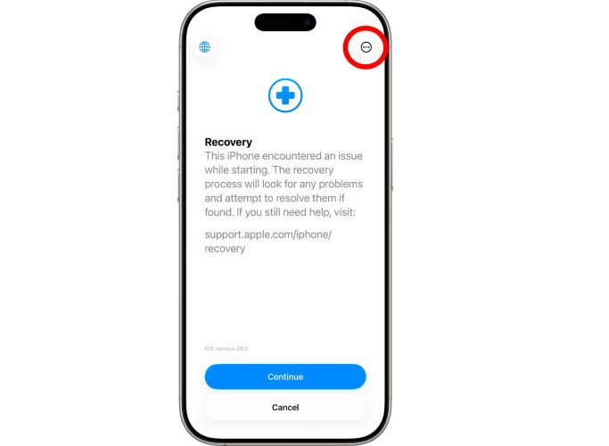 choose Restore from another device | iPhone Stuck on Recovery Mode Loop After iOS 26 Update