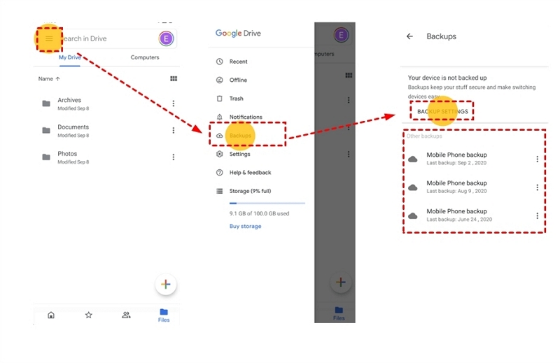 check google drive | android data recovery