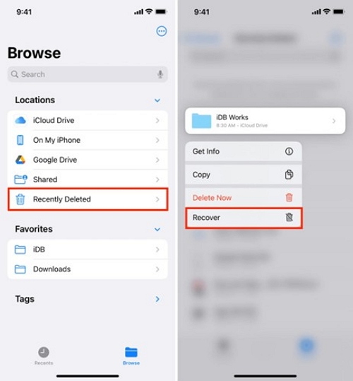 Recently Deleted folder | recover deleted voice memos