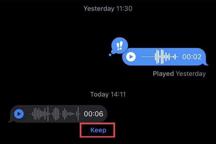 tap Keep | Recover Deleted Voice Messages on iPhone