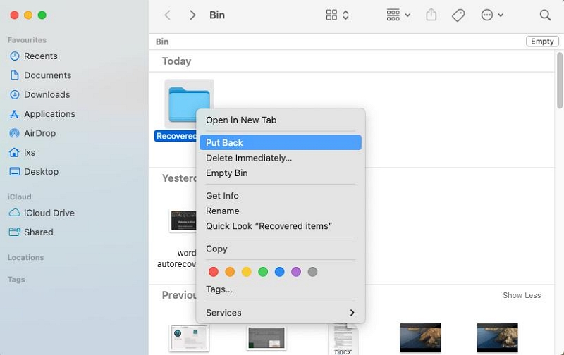 Check the Trash first | recover unsaved word documents on mac