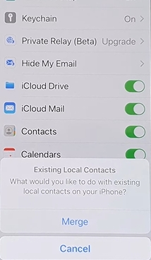 choose Merge | Recover Contacts from iCloud to iPhone