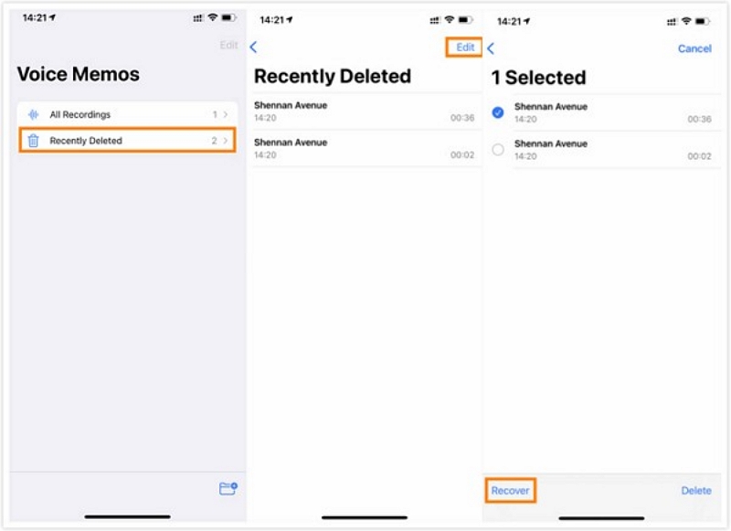 Check Recently Deleted First | recover deleted voice memos