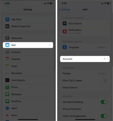 choose Accounts | Recover Deleted Notes iPhone