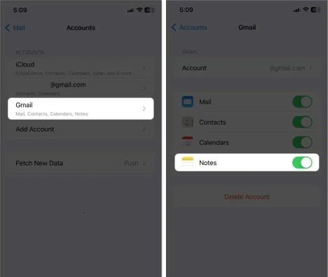 turn on Notes | Recover Deleted Notes iPhone