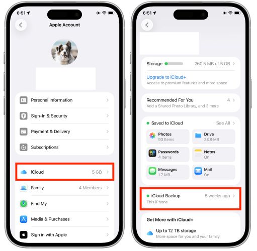 choose Manage Storage and Backups | Recover Deleted Voicemails on iPhone
