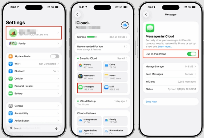 turn on Use on this iPhone | Recover Deleted Voice Messages on iPhone
