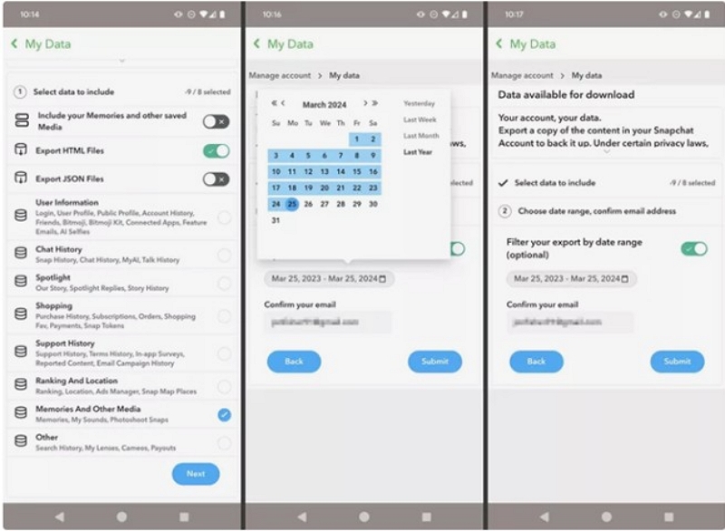 download the file from your email | recover deleted snapchat memories