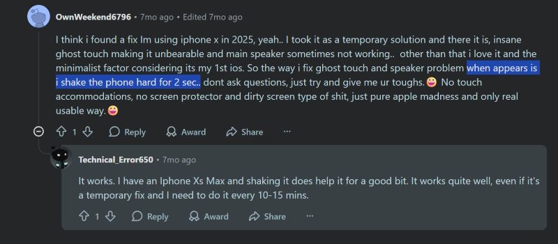 gently shake iPhone | iPhone Ghost Touch