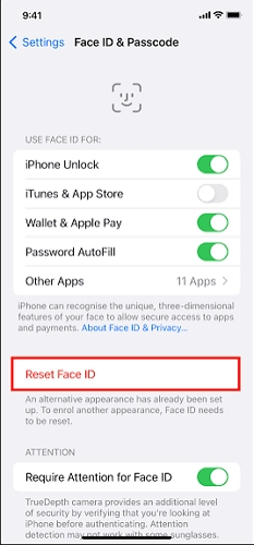 reset Face ID