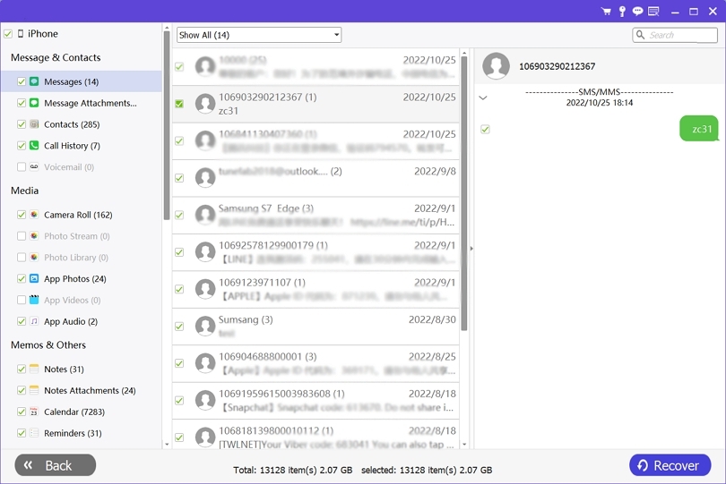 hit Recover | Recover Deleted Voice Messages on iPhone