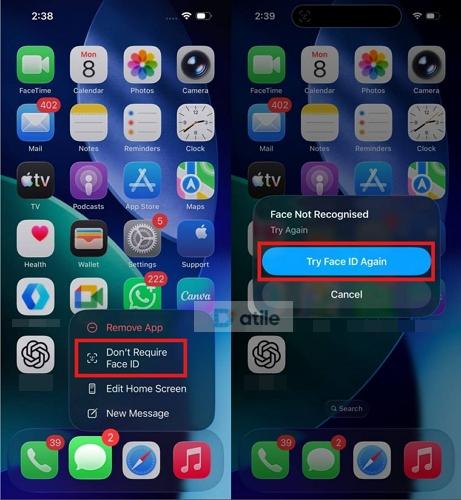 tap Try Face ID Again | Turn Off Face ID for Messages