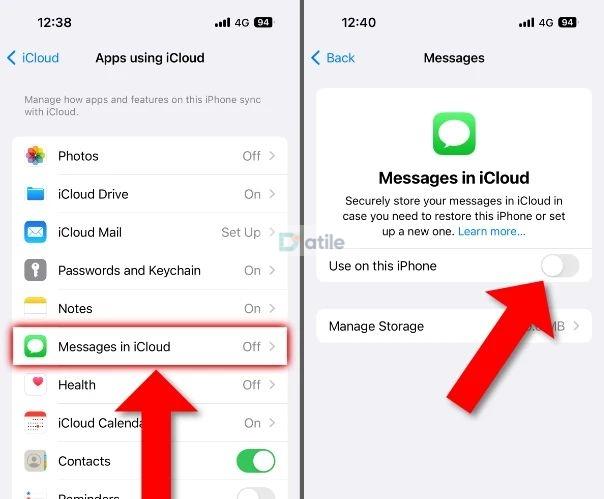 iCloud sync | Turn Off Face ID for Messages