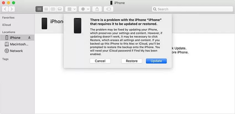 saying the iPhone has a problem | recover data from an iphone with black screen